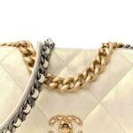 Iridescent Calfskin Quilted Large Chanel 19 Flap White - Image 8