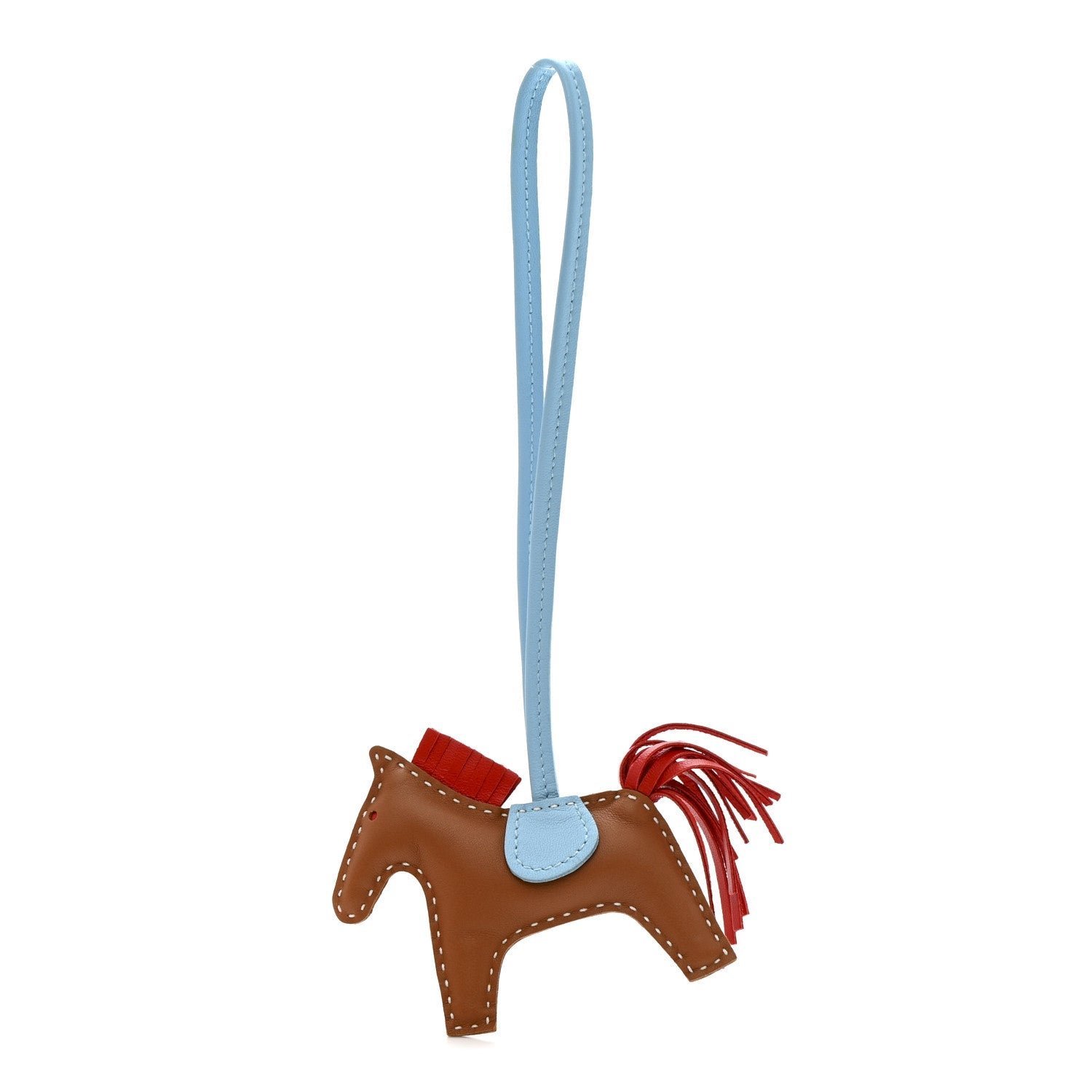 6c71d44dc2f45c2028c0863578750eb1.jpg Milo Lambskin Grigri Rodeo Horse Bag Charm PM Gold Rouge Indien Celeste - Image 1