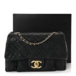 Iridescent Calfskin Quilted Small Chic Quilt Flap Black - Image 11
