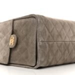 Suede Quilted Medium Chanel 25 Handbag Grey - Image 10