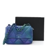 Tie Dye Calfskin Quilted Medium Chanel 19 Flap Blue Purple - Image 10