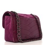 Suede Lambskin Scallop Quilted Medium Pagoda Flap Purple - Image 3