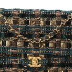 Tweed Metallic Lambskin Quilted Egyptian Double Flap Multicolor Gold - Image 8