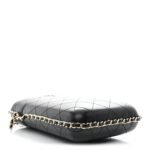 Lambskin Quilted Chain Around Phone Holder Black - Image 4