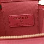 Lambskin Quilted Pearl Crush Mini Vanity Case With Chain Dark Pink - Image 6