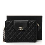 Lambskin Quilted CC Pouch Wristlet Black - Image 8