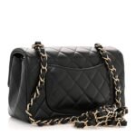 Lambskin Quilted Mini Rectangular Flap Black - Image 3