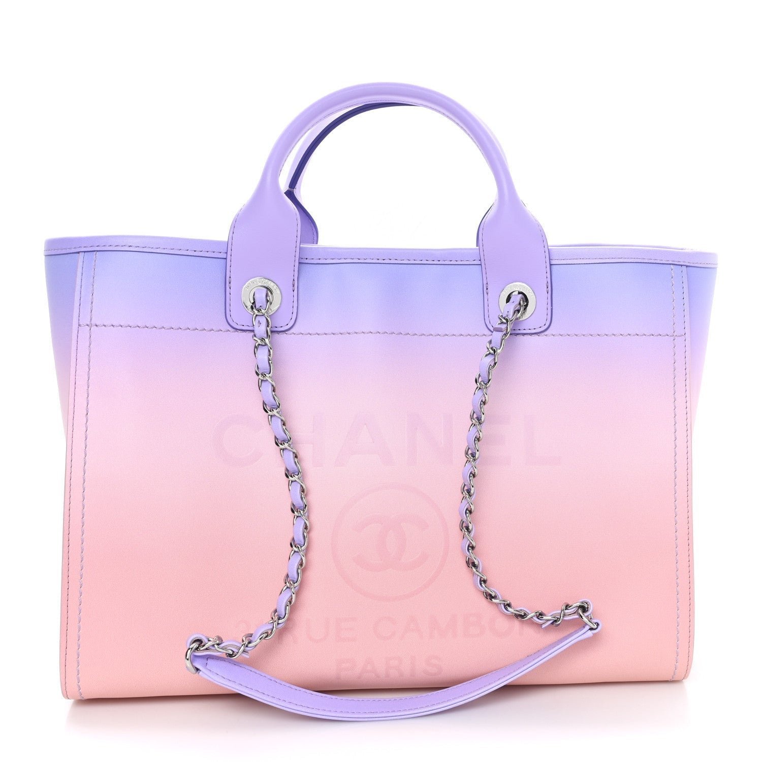 7b4f42bd6f231e47dab8c0210962cd63.jpg Shaded Calfskin Small Deauville Tote Light Purple Pink Coral - Image 1