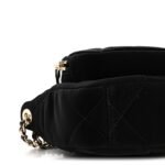Velvet Effect Nylon Shiny Crumpled Calfskin Mini Quilted Chanel 25 Clutch With Chain Black - Image 10