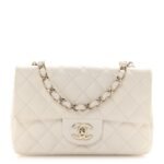 Lambskin Quilted Mini Rectangular Flap White