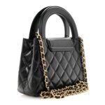 Shiny Aged Calfskin Quilted Nano Kelly Shopper Black - Image 3