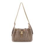 Suede Quilted Mini Chanel 25 Handbag Dark Grey