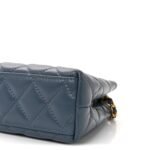 Shiny Aged Calfskin Quilted Nano Kelly Shopper Dark Blue - Image 10