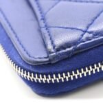 Lambskin Quilted Zip Around Coin Purse Wallet Blue - Image 11