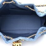 Washed Denim Quilted Mini Chanel 25 Handbag Blue - Image 5
