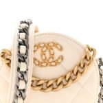 Lambskin Quilted Chanel 19 Round Clutch With Chain White - Image 8