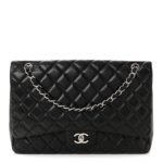 Lambskin Quilted Maxi Single Flap Black