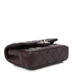 Lambskin Quilted Mini Double Flap With Hook Dark Brown - Image 4