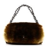 Rabbit Fur Chain Flap Brown