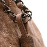 Distressed Glazed Caviar Quilted Large Elastic Tote Brown - Image 15
