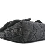 Washed Denim Quilted Maxi Flap Bag Black - Image 9
