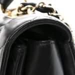 Lambskin Quilted Large Trendy CC Dual Handle Flap Bag Black - Image 14