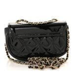 Patent Calfskin Quilted Mini Clutch Black - Image 3