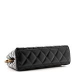 Shiny Aged Calfskin Quilted Nano Kelly Shopper Black - Image 4