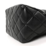 Lambskin Quilted Small Top Handle Shopping Bag Black - Image 10