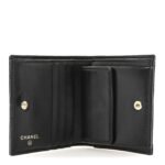 Lambskin Quilted CC Compact Bifold Wallet Black - Image 5