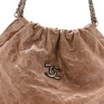 Distressed Glazed Caviar Quilted Large Elastic Tote Brown - Image 9