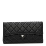 Lambskin Quilted Travel Wallet Black