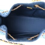 Washed Denim Quilted Mini Chanel 25 Handbag Blue - Image 6