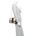 Lambskin Quilted Medium Elegant CC Flap Beige Black - Image 2