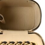 Lambskin Quilted Mini Pearl Crush Vanity Case With Chain Black - Image 5
