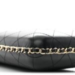 Lambskin Quilted Chain Around Phone Holder Black - Image 9