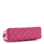 Shiny Aged Calfskin Quilted Nano Kelly Shopper Dark Pink - Image 4