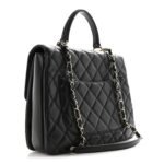 Lambskin Quilted Large Trendy CC Dual Handle Flap Bag Black - Image 3