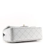 Metallic Calfskin Quilted Mini Rectangular Flap Silvery - Image 4