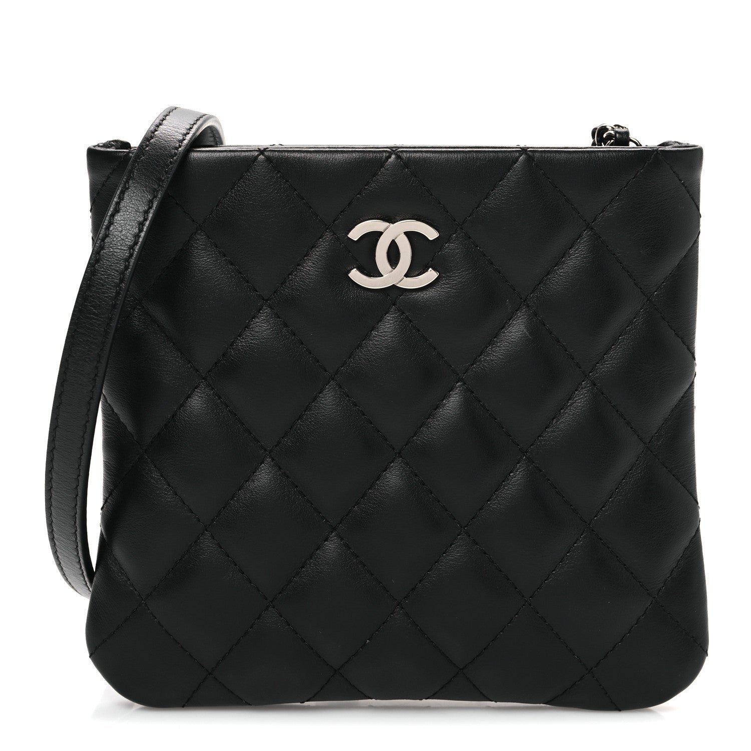 937b377c3e5ee6d2dfd2b5c51270e13c.jpg Lambskin Quilted Uniform Crossbody Bag Black - Image 1