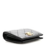 Lambskin Quilted CC Compact Bifold Wallet Black - Image 4