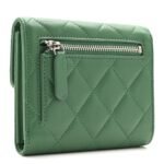 Lambskin Quilted Compact Flap Wallet Green - Image 3