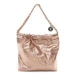 Metallic Calfskin Quilted Small Chanel 22 Pink