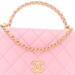 Lambskin Quilted Pick Me Up Wallet On Chain WOC Light Pink - Image 9