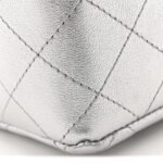 Metallic Calfskin Quilted Mini Rectangular Flap Silvery - Image 11