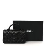 Lambskin Quilted Mini Top Handle Rectangular Flap So Black - Image 12