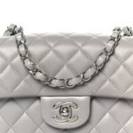Lambskin Quilted Mini Rectangular Flap Grey - Image 9