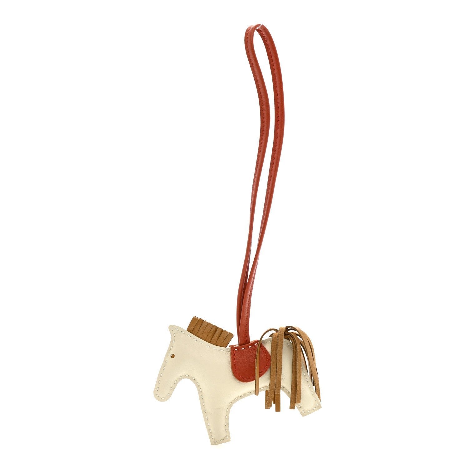 9c4470a009c93c9e956bd0174adc6e10.jpg Milo Lambskin Grigri Rodeo Horse Bag Charm PM Craie Sesame Cornaline - Image 1