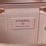 Lambskin Quilted Mini Vanity Case With Pearl Chain Light Pink - Image 6