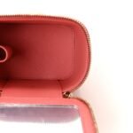 Lambskin Quilted Crystal Top Handle Mini Vanity Case With Chain Coral - Image 5